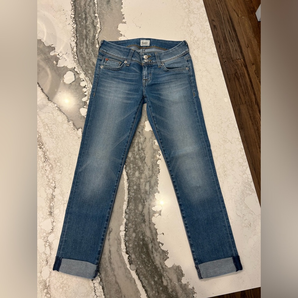 Hudson Women’s Ginny Straight Ankle Cuff Light Wash Flap Pocket Jeans